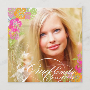 PixDezines 2012 Graduation Photo+hibiscus Invitation