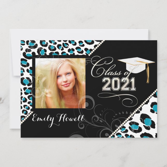 PixDezines 2014 Grads, leopard print/diy colours Invitation (Front)