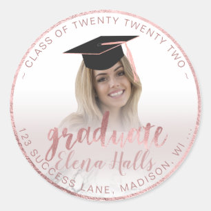 PixDezines 2018 Graduation/Marble+Faux Rose Gold Classic Round Sticker