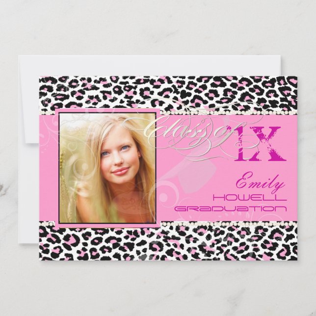 PixDezines 2025 Grads, cheetah print/diy colours Invitation (Front)