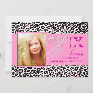 PixDezines 2025 Grads, cheetah print/diy colours Invitation