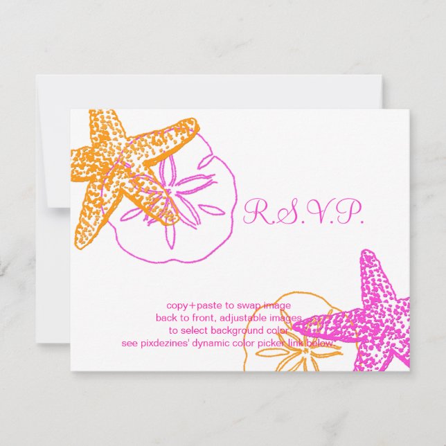 PixDezines 4.25"x5.5" rsvp, starfish for 5x7 RSVP Card (Front)