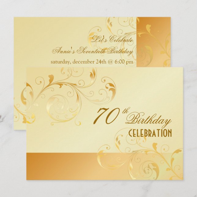 PixDezines 70 Birthday/Filigree Swirls/DIY Event Invitation (Front/Back)