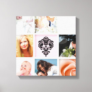 PixDezines 9-Photo On Canvas, White Frame Template Canvas Print