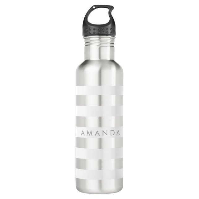 PixDezines adjustable white stripes/diy background 710 Ml Water Bottle (Front)