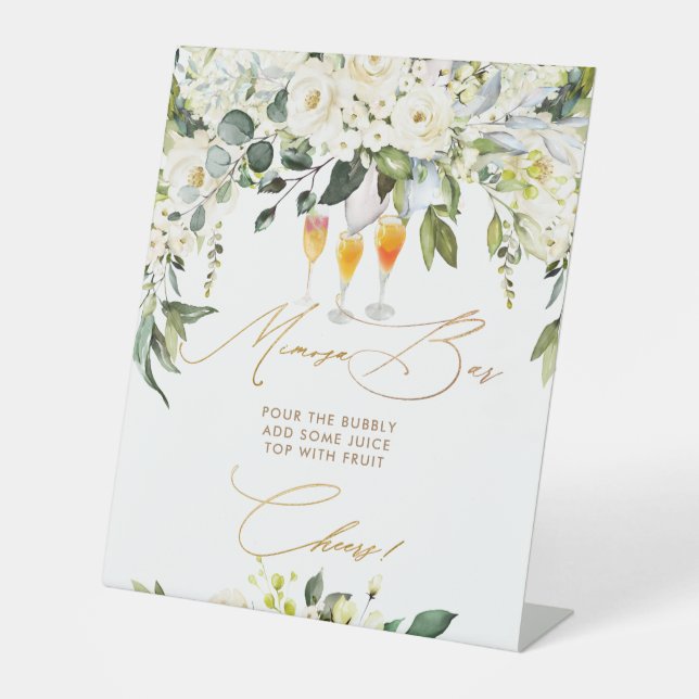 PixDezines Alabaster Roses Mimosa Bar Pedestal Sign (Front)