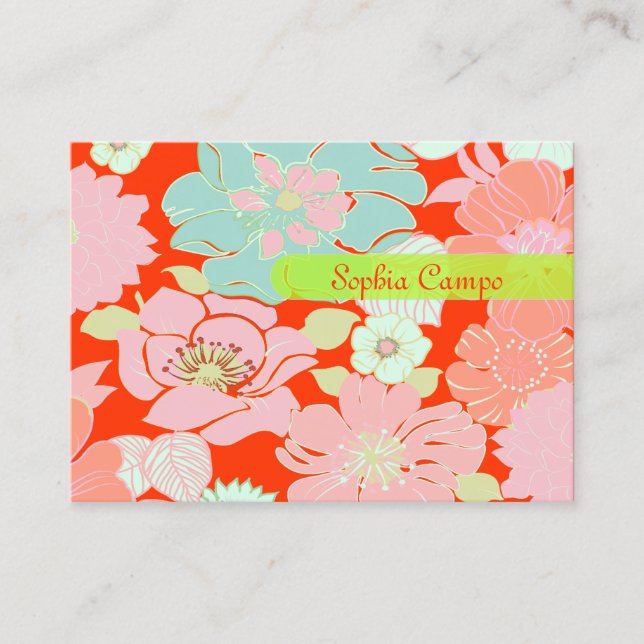 PixDezines Alegre Retro Floral, DIY background Business Card (Front)