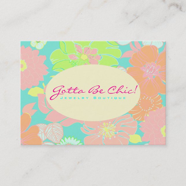 PixDezines Alegre Retro Floral, Pastel/DIY colour! Business Card (Front)