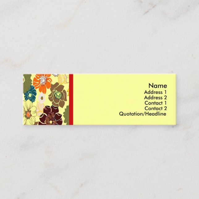 PixDezines alegre retro foral, DIY background Mini Business Card (Front)