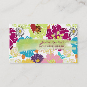PixDezines alegre retro tropical flowers/DIY colou Business Card