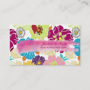 PixDezines alegre retro tropical flowers/DIY colou Business Card
