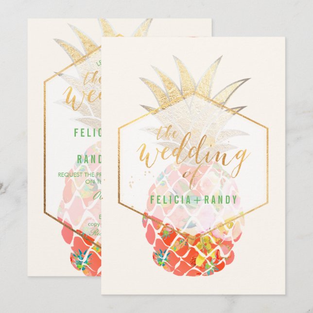 PixDezines Aloha Hawaiian Pineapples/DIY Backgroun Invitation (Front/Back)