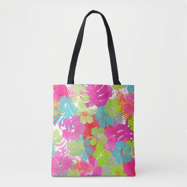 PixDezines Aloha Hibiscus/Rainforest Foliage Tote Bag (Front)
