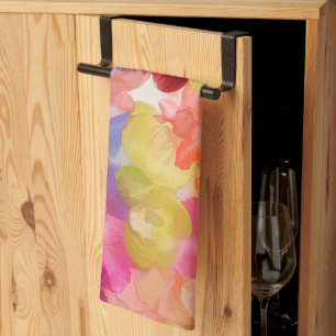 PixDezines Aloha 'Okika Watercolor Summer Floral Tea Towel