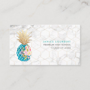 PixDezines ALOHA PINEAPPLE/AQUA BLUE/FAUX GOLD Calling Card