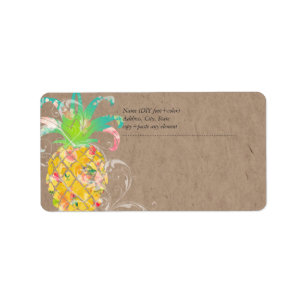 PixDezines Aloha Pineapple+Floral Watercolor Label
