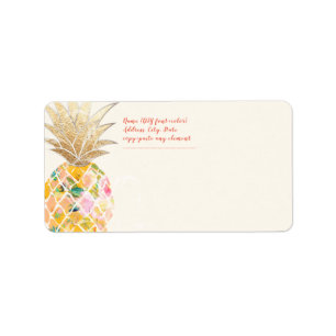 PixDezines Aloha Pineapple+Floral Watercolor Label