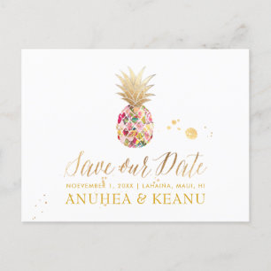 PixDezines Aloha Pineapple/Masala RedSave the Date Announcement Postcard