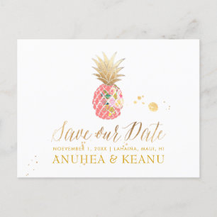 PixDezines Aloha Pineapple/Pink/Save the Date Announcement Postcard