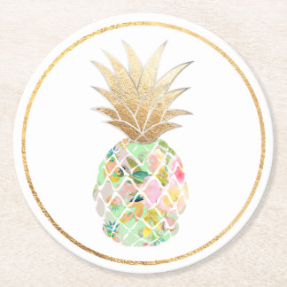 PixDezines Aloha Pineapples/DIY background Round Paper Coaster