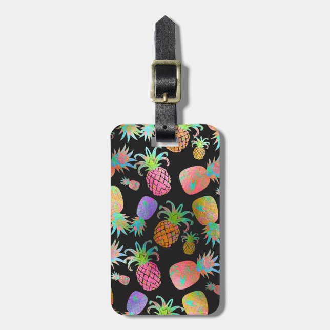 PixDezines Aloha Pineapples Luggage Tag (Front Vertical)