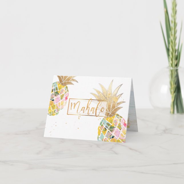 PixDezines Aloha Pineapples/Mahalo Thank You Card (Front)