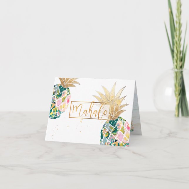 PixDezines Aloha Pineapples/Mahalo Thank You Card (Front)