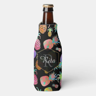 PixDezines Aloha Pineapples Pattern/DIY background Bottle Cooler