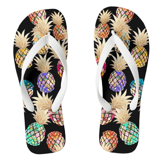 PixDezines Aloha Pineapples Pattern Thongs (Footbed)