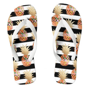 PixDezines Aloha Pineapples+Stripes Thongs
