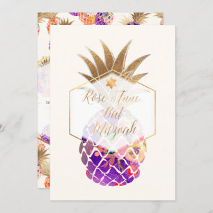 PixDezines Aloha Pineapples/Watercolor/Bat Mitzvah Invitation