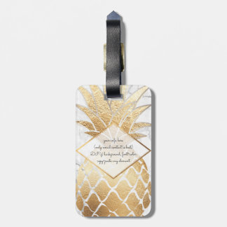 PixDezines Aloha Pineapples+White Marble Luggage Tag