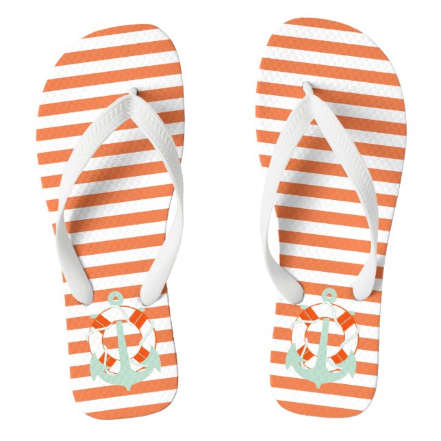 PixDezines anchor/DIY colour adjustable stripes Thongs (Footbed)