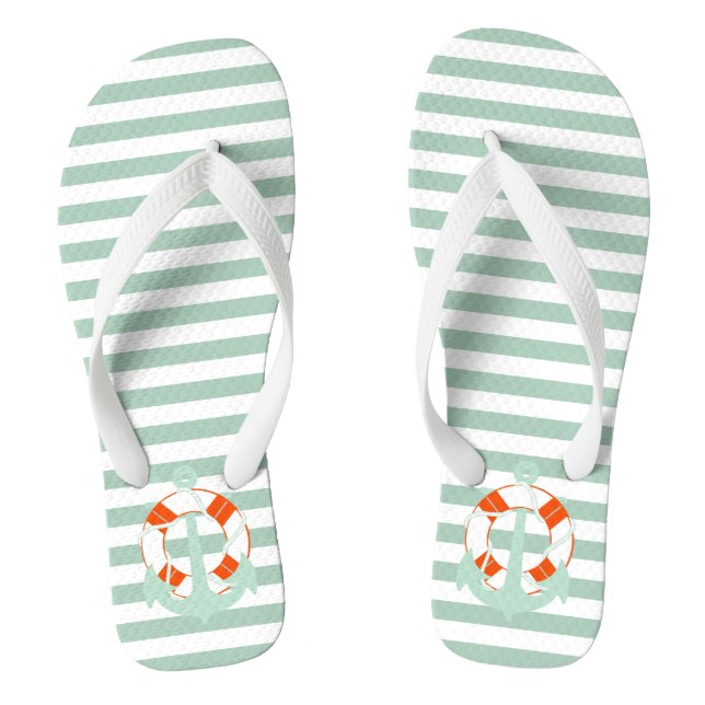 PixDezines anchor/DIY colour adjustable stripes Thongs (Footbed)