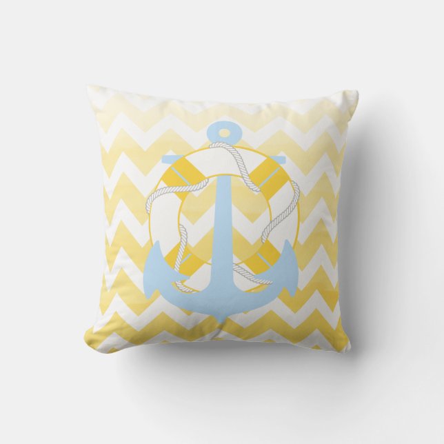 PixDezines anchor/nautical/chevron/watercolor Cushion (Front)