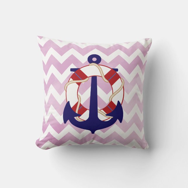 PixDezines anchor/nautical/chevron/watercolor Cushion (Front)