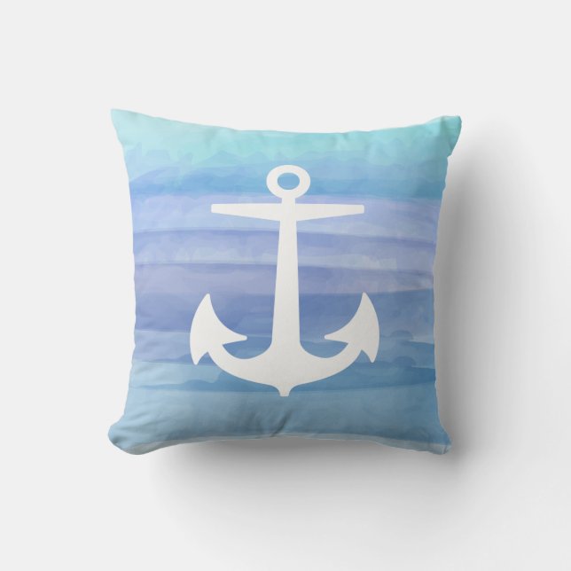 PixDezines anchor/nautical/ocean/wave/watercolor Cushion (Front)