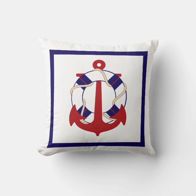 PixDezines anchors/lifesavers/nautical/diy colour Cushion (Front)