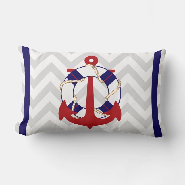 PixDezines anchors/lifesavers/nautical/diy colour Lumbar Cushion (Front)
