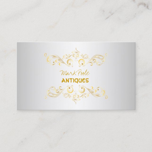 PixDezines Antique Scrolls/Faux Gold Filigree Business Card (Front)