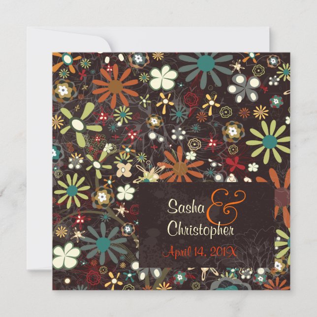 PixDezines Autumn Blooms/dark grunge background Invitation (Front)