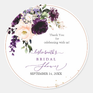 PixDezines Autumn Watercolor Flowers Bridal Shower Classic Round Sticker