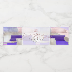 PixDezines Ba Mitzvah, Purple Watercolor Swatches Water Bottle Label