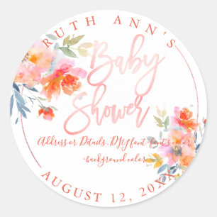 PixDezines Baby Shower, Floral Watercolor,  Roses Classic Round Sticker