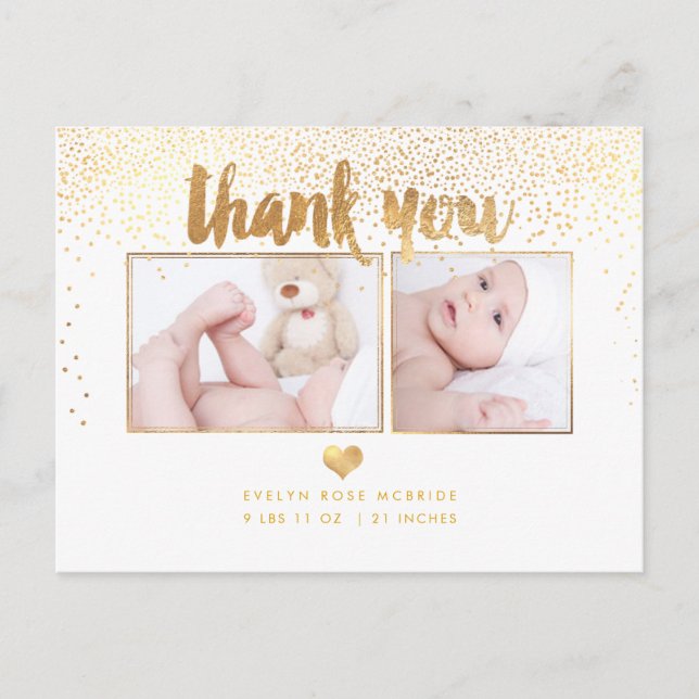 PixDezines Baby Shower Thank You/Dazzled Faux Gold Postcard (Front)