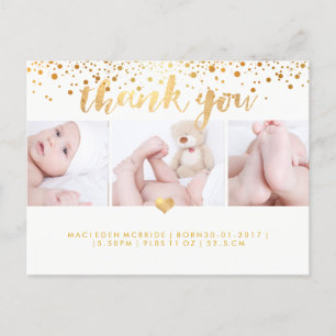 PixDezines Baby Shower Thank You/Dazzled Faux Gold Postcard