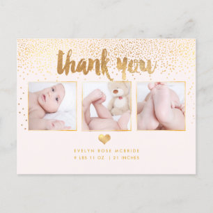 PixDezines Baby Shower Thank You/Dazzled Faux Gold Postcard