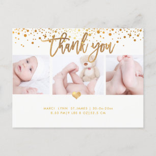 PixDezines Baby Shower Thank You/Dazzled Faux Gold Postcard