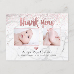 PixDezines Baby Shower Thank You/Faux Rose Gold Postcard