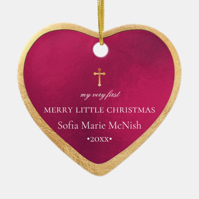 PixDezines Baby's First Christmas, Red Pomegranate Ceramic Ornament (Front)